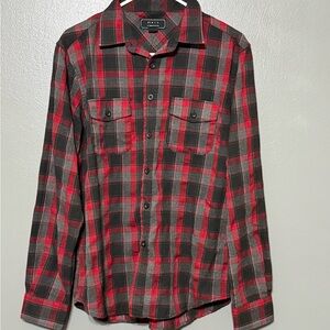 21men Red and Gray Plaid Casual Shirt.